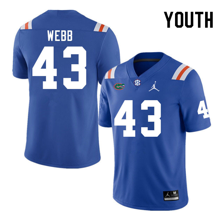 Youth #43 Curran Webb Florida Gators College Football Jerseys Stitched-Retro